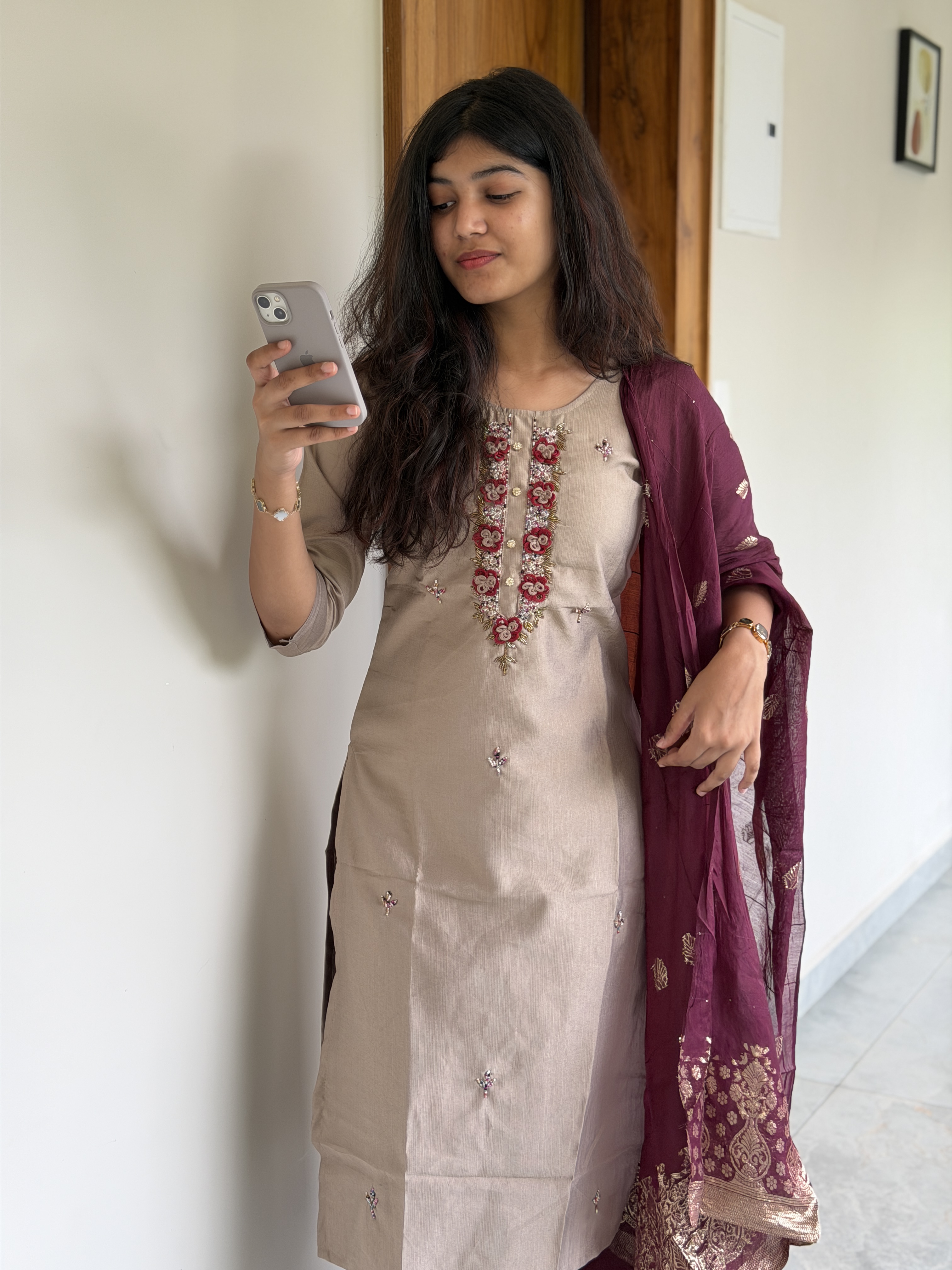 Metallic floral kurti set