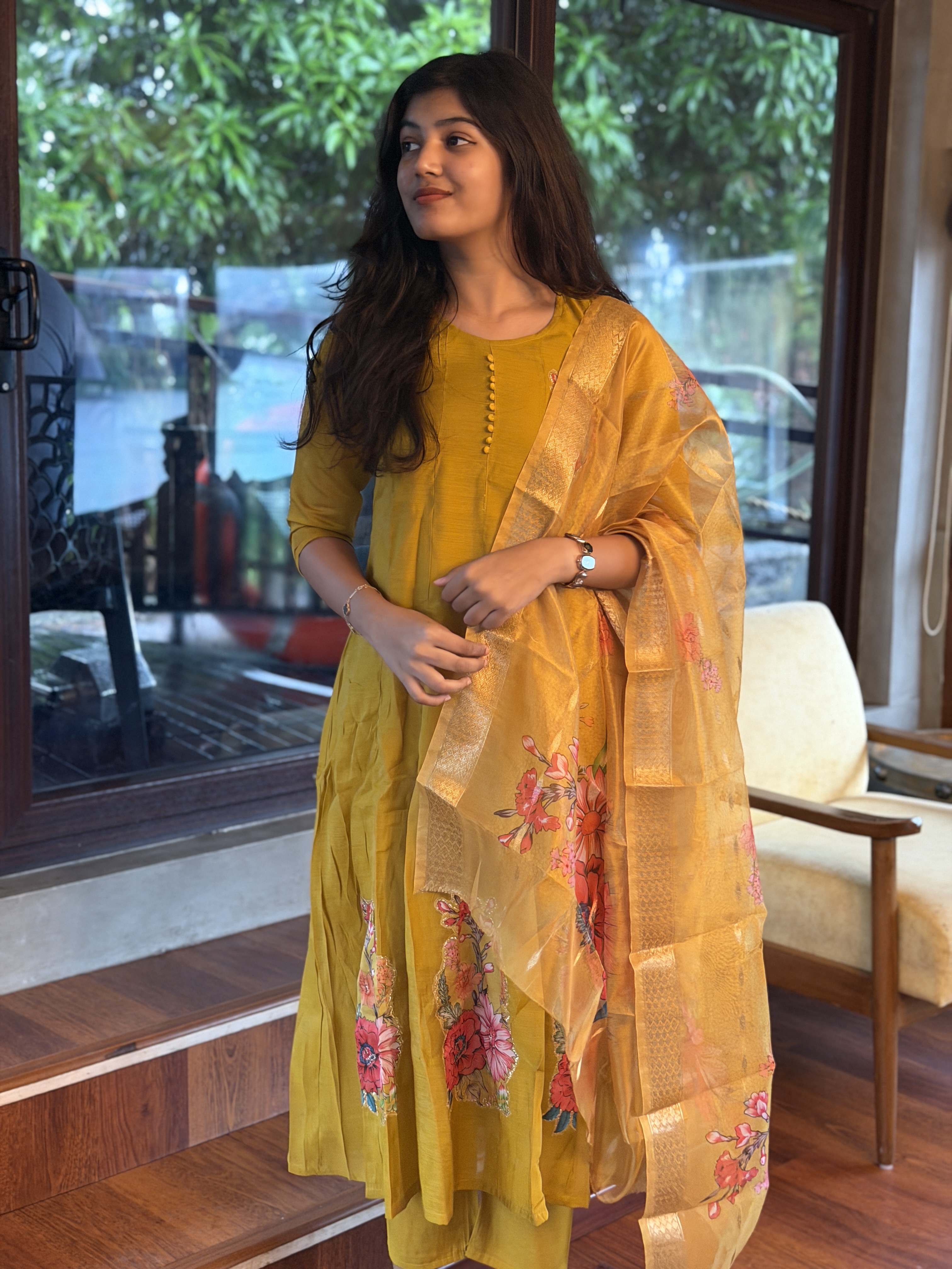 Anarkali floral kurti set