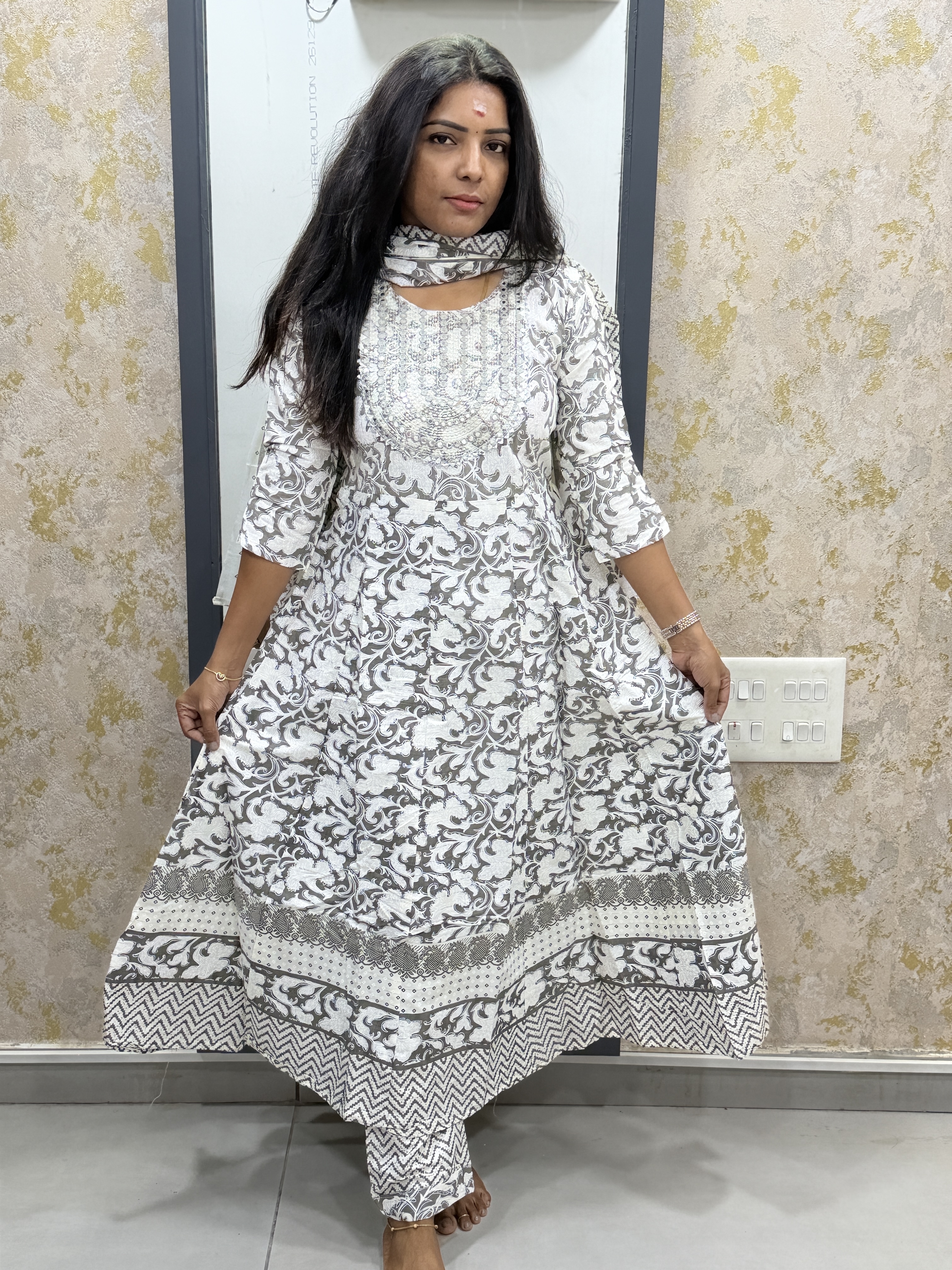Anarkali cotton kurti set