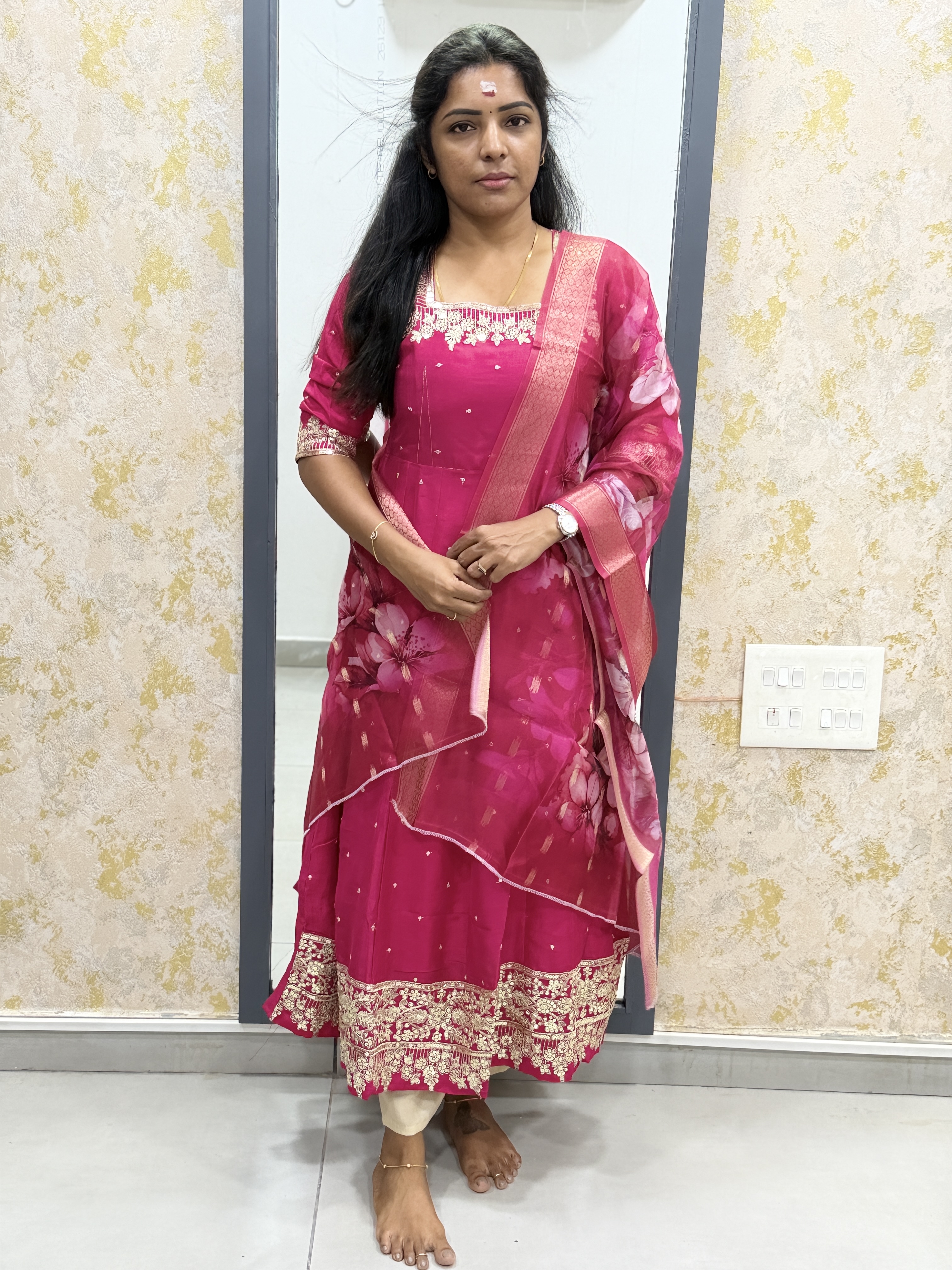 Pink Anarkali kurti set