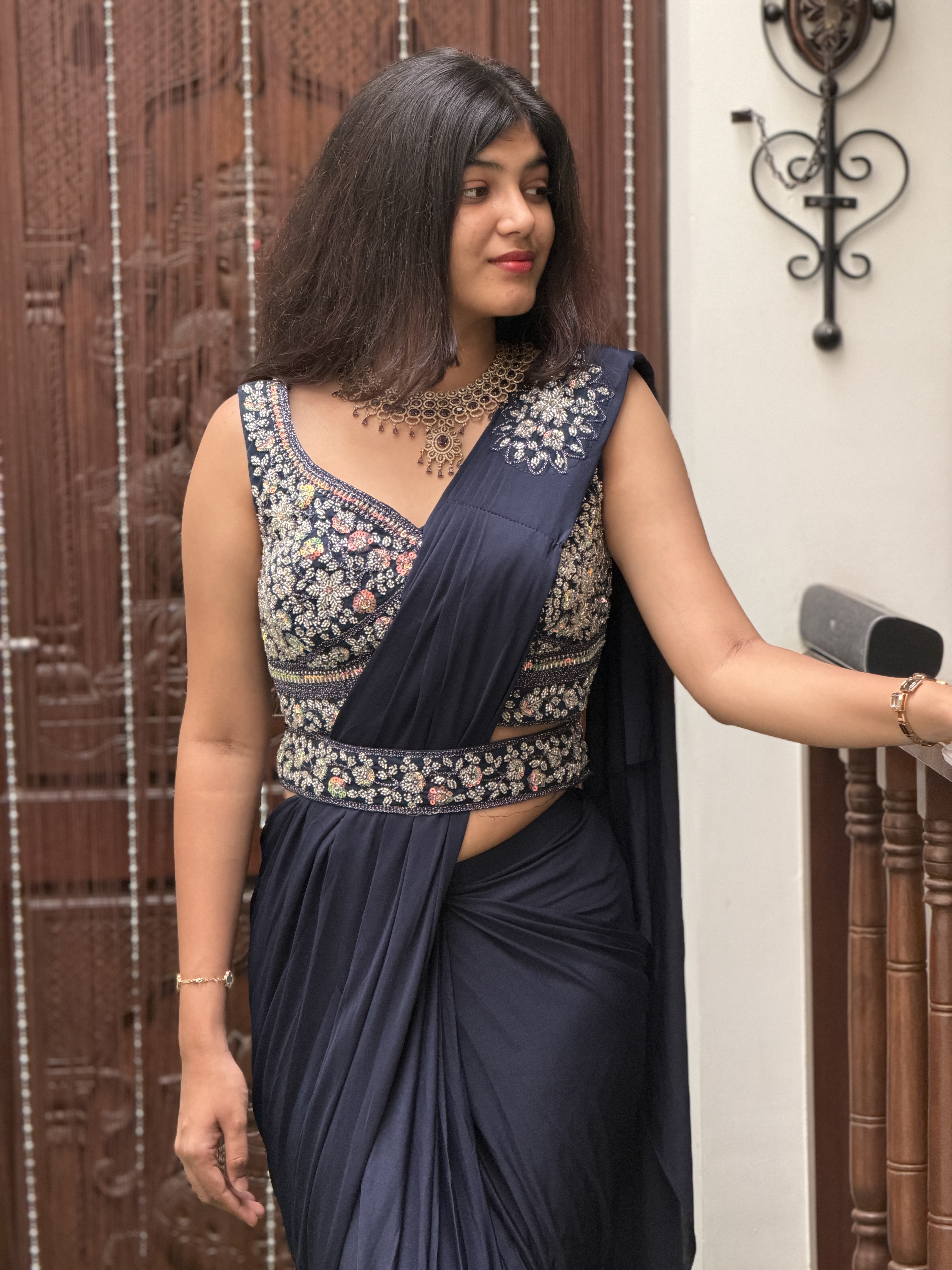 Readymade saree with sleeve